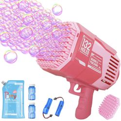 Bubble Machine Gun with 𝟮 𝗕𝗮𝘁𝘁𝗲𝗿𝗶𝗲𝘀 & 𝟭𝟭𝟬𝟬𝗺𝗹 𝗕𝘂𝗯𝗯𝗹𝗲 𝗦𝗼𝗹𝘂𝘁𝗶𝗼𝗻 - 132 & 73 Holes Bazooka Bubble Gun - Toy for Girl Boy Adul