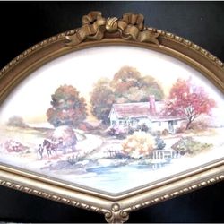 Victorian fan shaped picture art English country