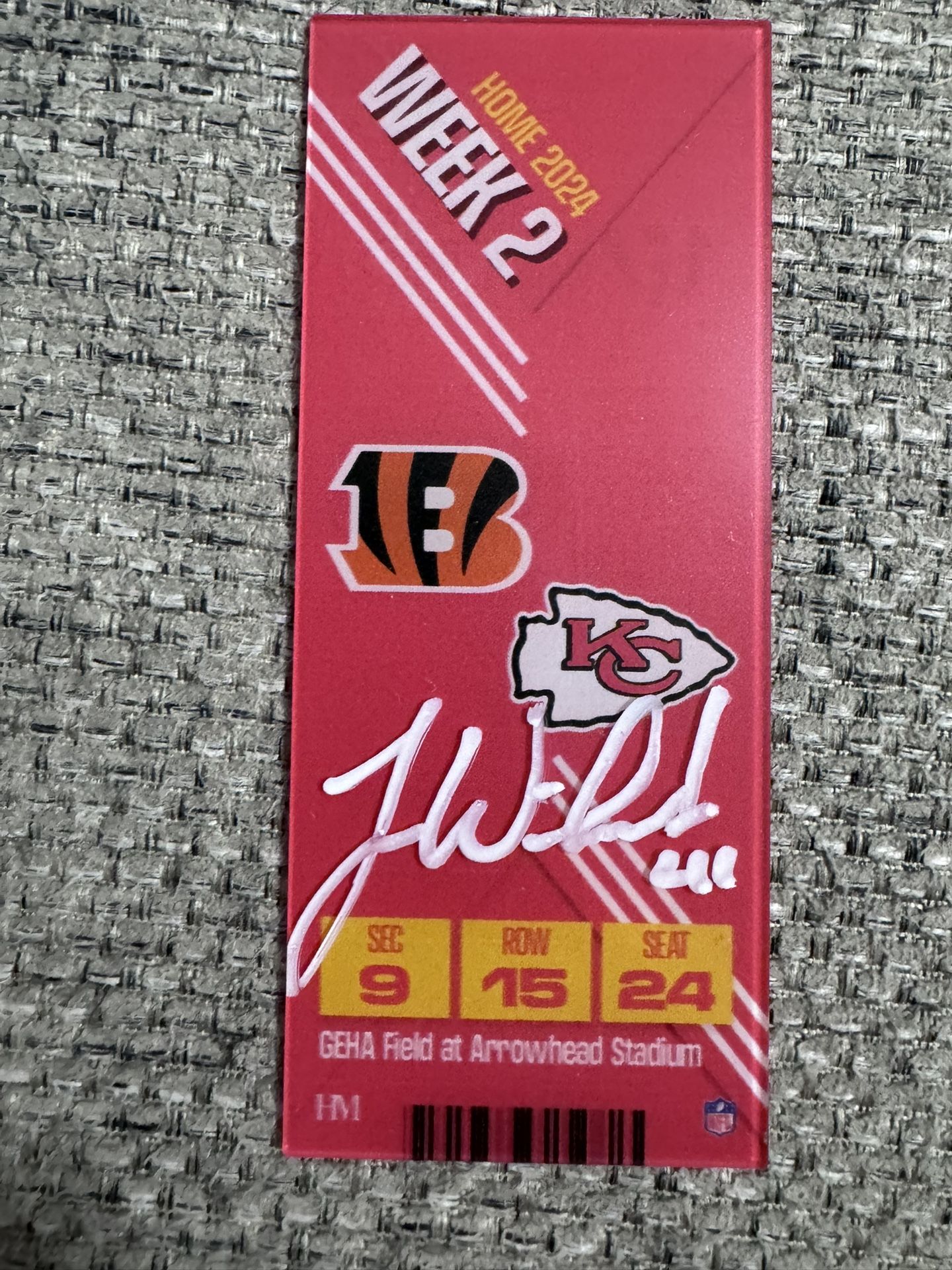 James Winchester Signed Autograph Commemorative Acrylic Week 2 Ticket - Beckett Coa - Kansas City Chiefs