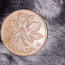1977 Canadian Penny Coin 