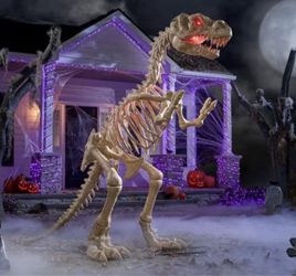 9 Ft Grave & Bones Giant Sized LED T Rex Dino Halloween Decoration New In Box
