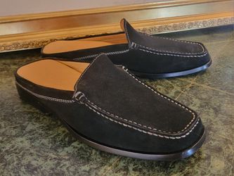 TOD'S MEN'S BLACK SUEDE SLIP ON LOAFERS OPEN BACK MULES SHOES 10