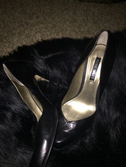 Nine West heels size 6.5 black leather heels woman