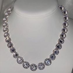 Beautiful Crystal Clustered Tennis Necklace 18 inches 