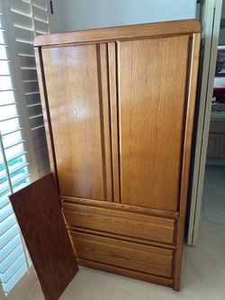 Lighted oak wardrobe