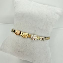 14K Tri-Tone Elephant ID Bracelet