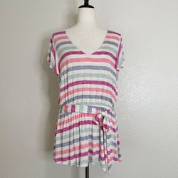Lane Bryant Colorful Striped V-neck Tunic Top, Size 14/16