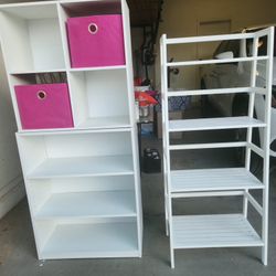 3 PC White Bookshelf Set