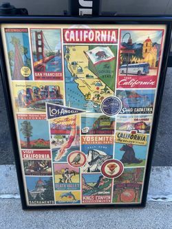 Retro California Poster - Framed