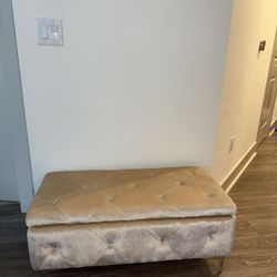 Crystal Tufted Storage Ottoman Bench with Crystal Tufted Button