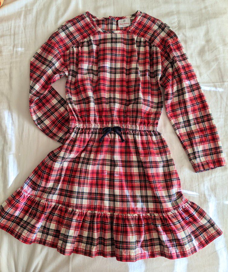 Hanna Andersson Flannel Dress Girls Red White Plaid Sz:140/10