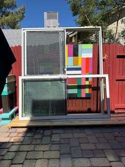Sliding patio doors with Screen White Aluminum