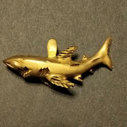 14K Gold Shark Pendant 