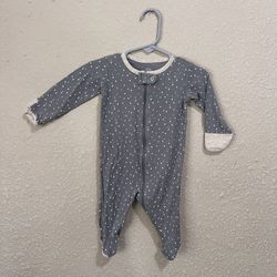 Wonder Nations Footsie 0-3 Months Gray With Dot Pattern Full Zip 