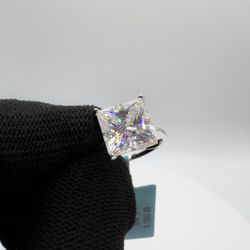 Sterling Silver Moissanite Princess Cut Ring