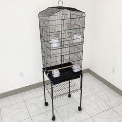 (New in box) $55 Small to Medium Bird Cage 60” Tall Parrot Parakeet Cockatiel Bird Cage 18x14x60” Rolling Stand
