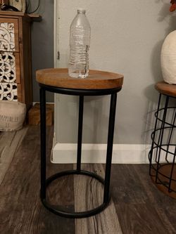 Wood metal side table