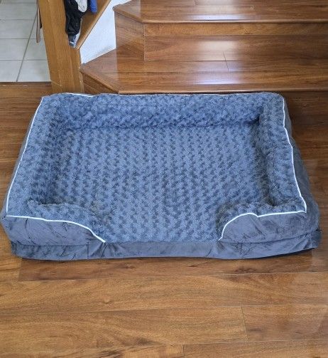 36" x 27" Orthopedic Pet Dog Bed with Sides, Pet Couch Bed, Washable Removable Cover, Gray