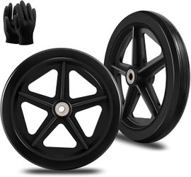 2Pcs 8 Inch Replacement Wheelchair Wheels for Walkers - Environmentally Friendly Rubber Material, Wear-Resistant PU Tires, Anti-Slip, and Durable ABS 