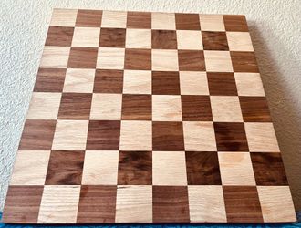 Handmade 16" x 16" Solid Wood Checkerboard (1.5" Thick)