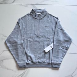 Alo Yoga Accolade 1/4 Zip Pullover Sweatshirt Athletic Heather Grey NWT Size XS
