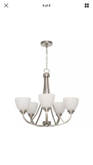 Hampton Bay Hastings 5 Light Brushed Steel Chandelier With White Hampton Bay Hastings 5 Light Brushed Steel Chandelier With White Glass Shades For In Reisterstown Md Offerup