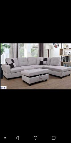 New Sectional With Storage Ottoman