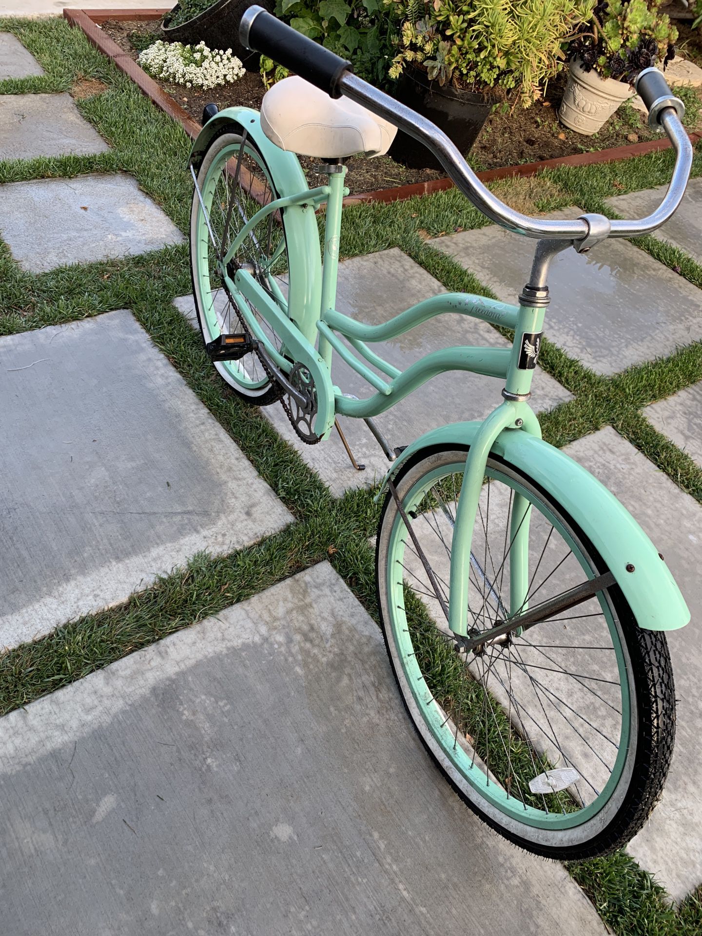 Mint green beach cruiser bike