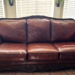 Leather love seat couch sofa