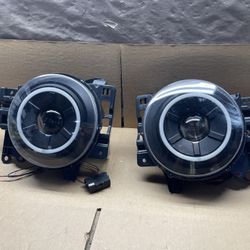 Oh184 Fit 07-14 Toyota FJ Cruiser Black Led Headlight Pair 