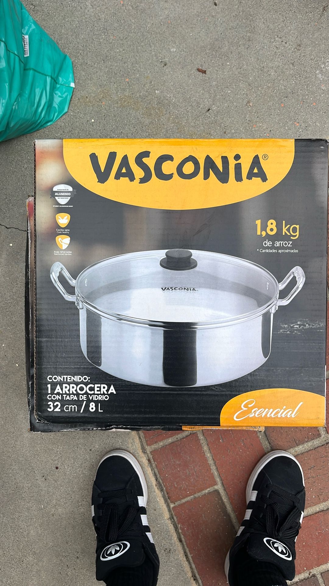 Rice Server Pot 10L Vasconia Brand Steel Silver Lid Included