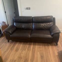 Power leather recliner sofa