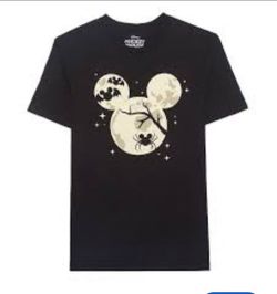 Disney Mickey Mouse Halloween Glow in the Dark Moon Bats Spider T-Shirt Small