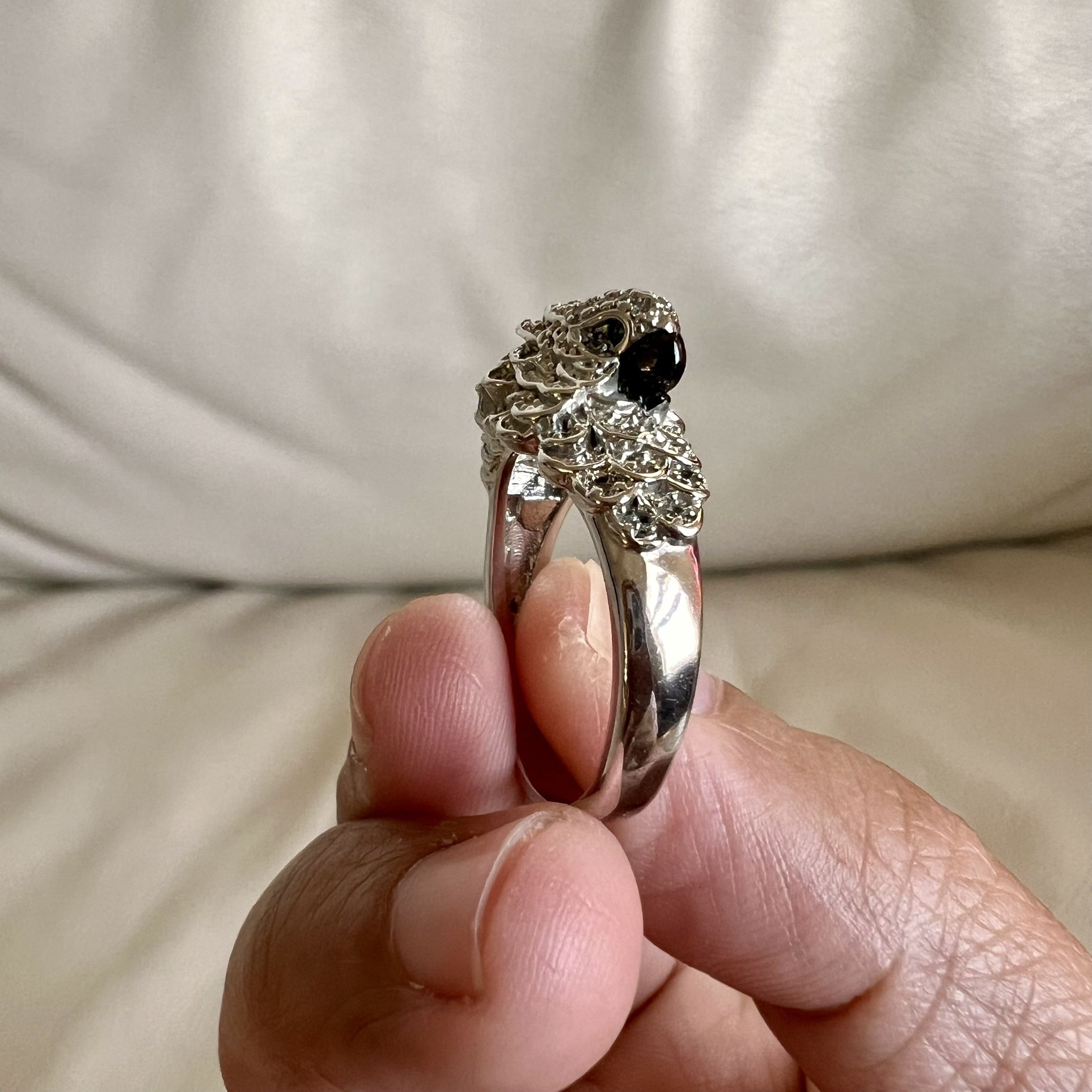 Cockatoo Parrot Bird 925 Sterling Silver Ring Size 7.75