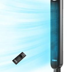 Tower Fan, 42” Bladeless Fan with Remote, 120° Pedestal Oscillating Fan, 24 dB Quiet DC Motor, 12 Speeds, 4 Modes, Dustproof Mesh Filter, 12H Timer, S