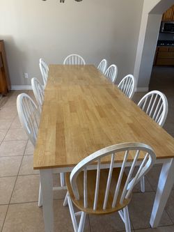 Farmhouse Dining Table Set with 10 Chairs