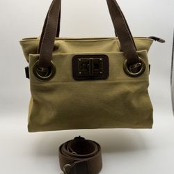 ZEDE Paris Pont-Des-Arts Beige Canvas Shoulder Bag Purse