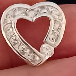 Sterling Silver Cz Heart Pendant