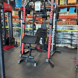 MARCY SM- 4033 Home Gym Smith Machine Squat Rack Power Cage with Olympic Bench  