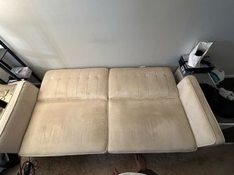 Cream Velvet Futon Sofa Bed