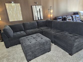 Thomasville Tisdale Modular Sectional 6-piece Dark Gray with Ottoman