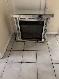 Mirrored Electric Fireplace with Mantel