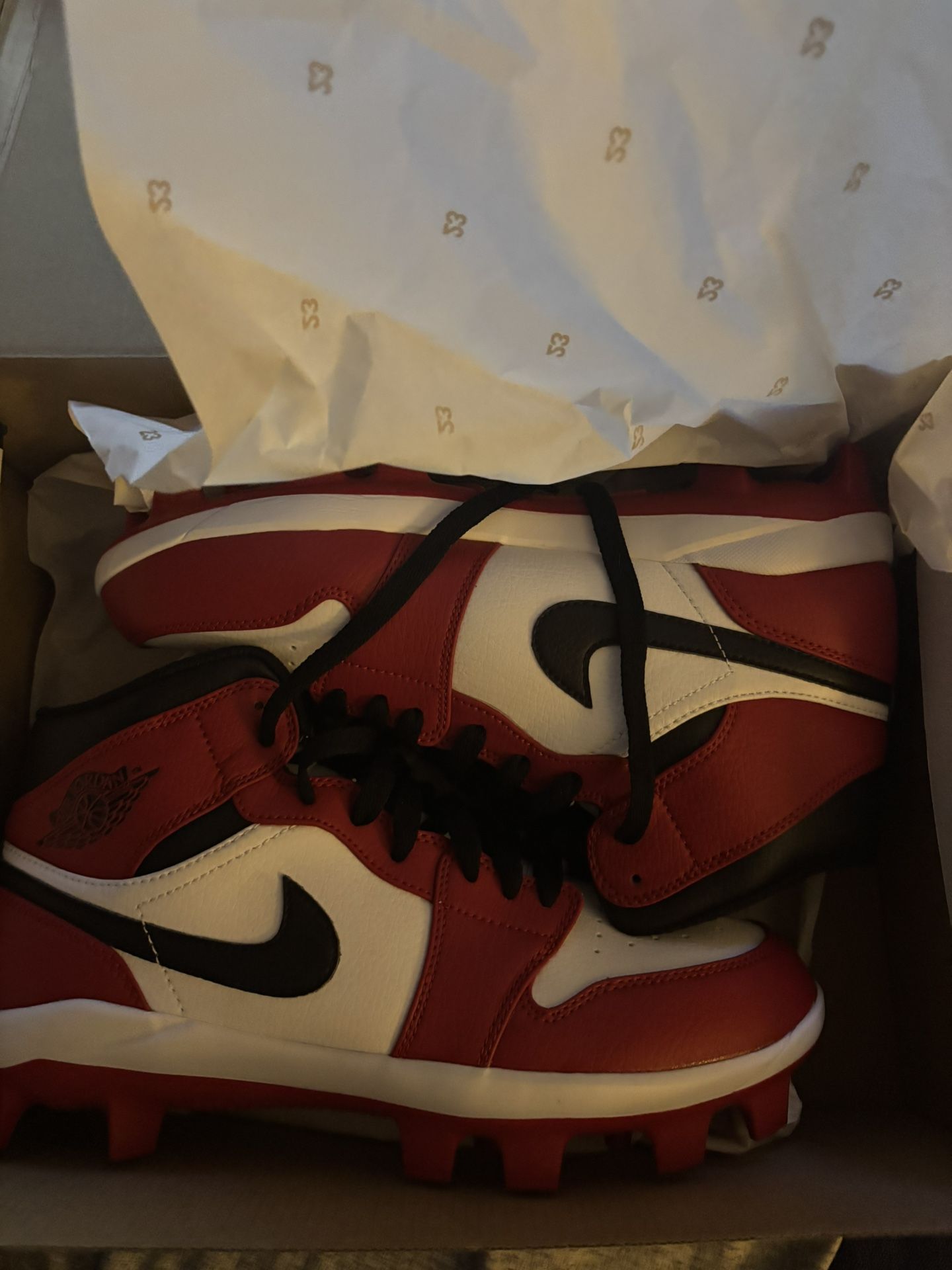 Red Jordan 1 Cleats size 8.5