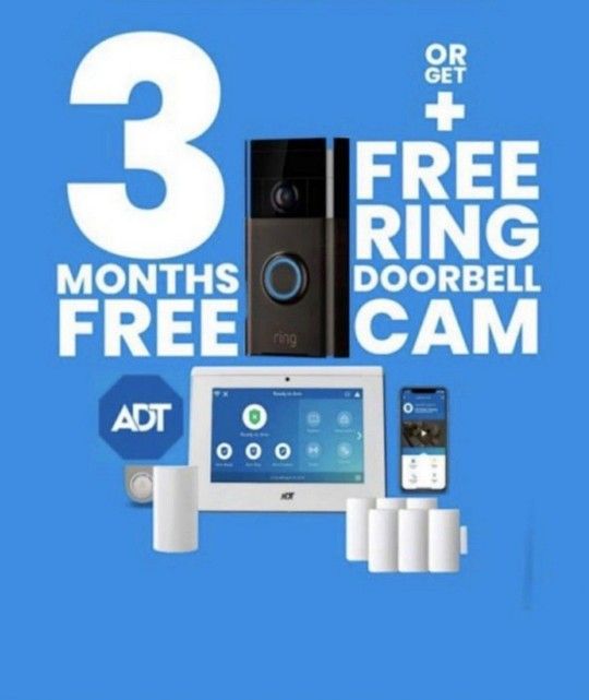 ADT HOME SECURITY W FREE RING DOORBELL 