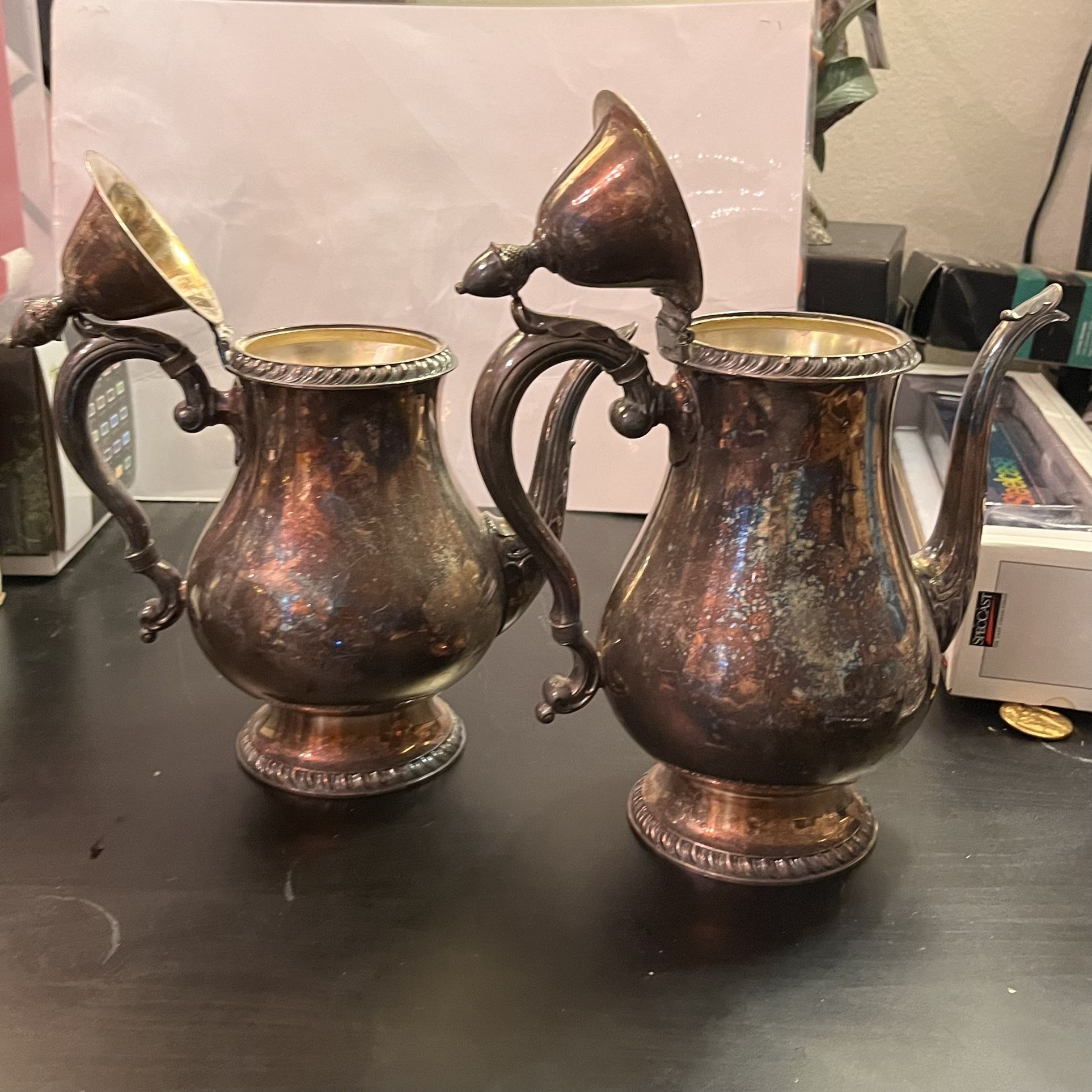 Very Nice Wallace M601S Set Of Teapot Silver Plate With Tray 