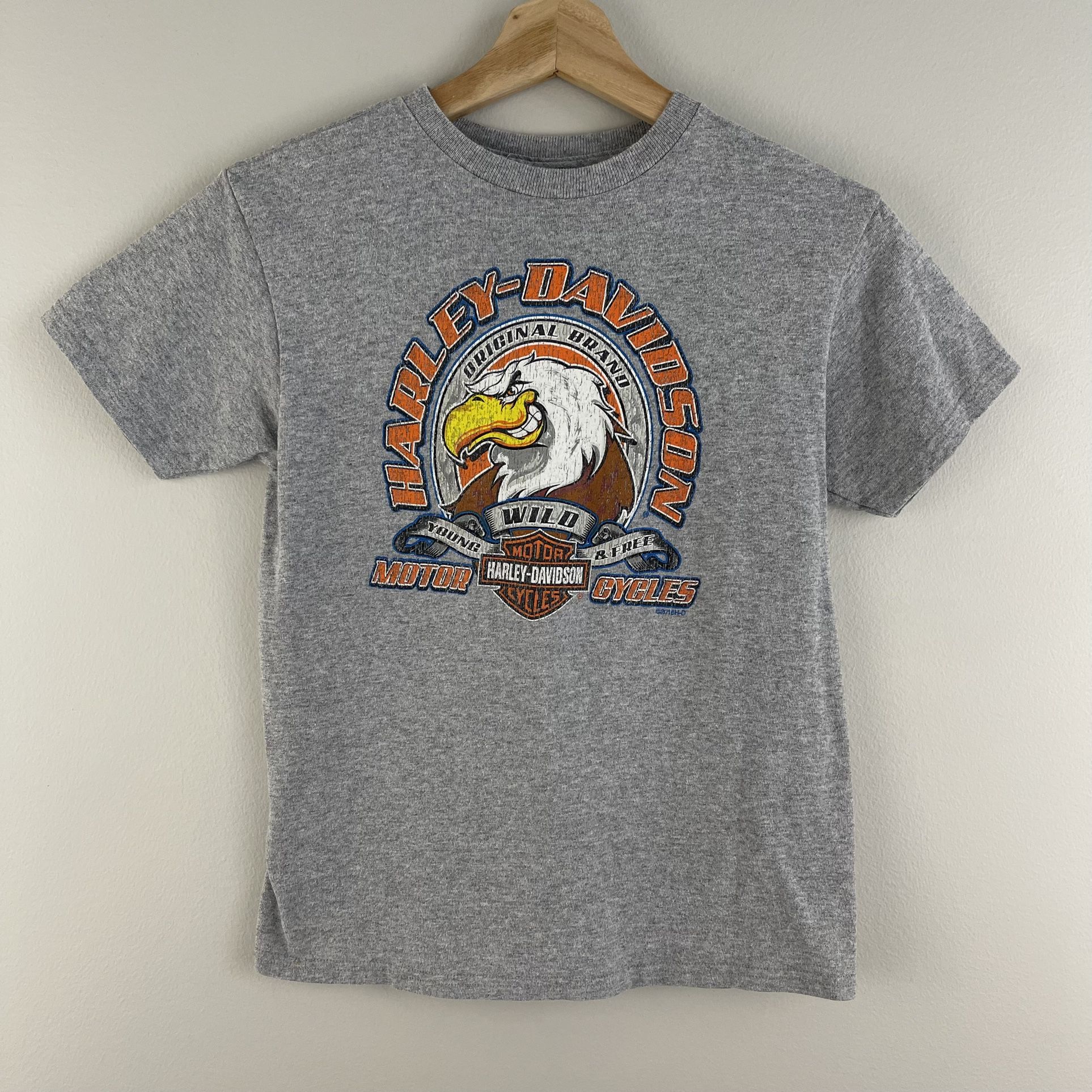 HARLEY DAVIDSON Heathered Grey Young Wild & Free Eagle Graphic Tee