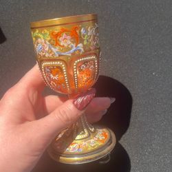 Bohemian Moser Cranberry Goblet