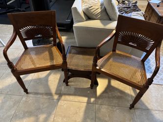 Wood and cane chairs