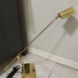 VTG Mid Century Modern Adjustable Chrome & Brass Swivel Weighted Arm Desk Lamp