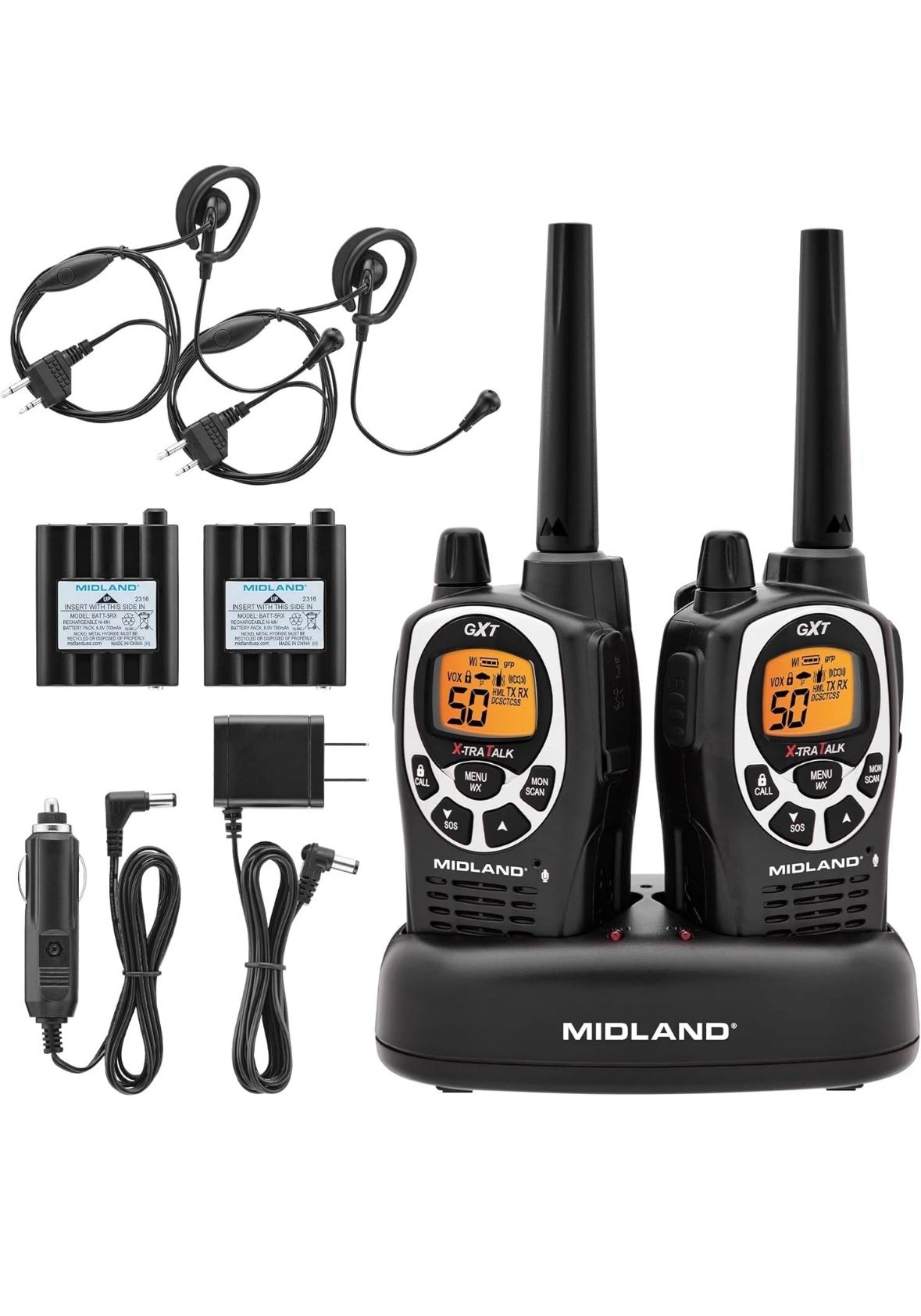 Midland GXT1000VP4 GMRS Two-Way Radio 50 Channel, 2 Pack Walkie Talkies